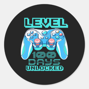 Niveau 100 dagen van school ontgrendelde videogame ronde sticker