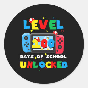 Niveau 100 dagen van school ontgrendelde videokade ronde sticker
