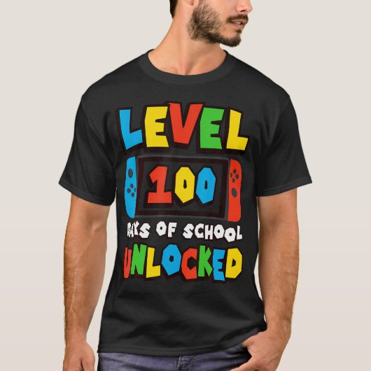 Niveau 100 dagen van school ontgrendelde videokade t-shirt (Voorkant)
