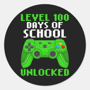 Niveau 100 dagen van school voltooid Gaming Contro Ronde Sticker