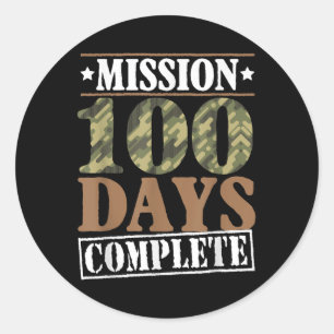 Niveau 100 dagen van schoolmissie Complete games B Ronde Sticker