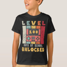 Niveau 100 van school ontgrendelde koele gamer jon t-shirt
