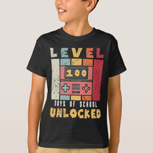 Niveau 100 van school ontgrendelde koele gamer jon t-shirt (Voorkant)