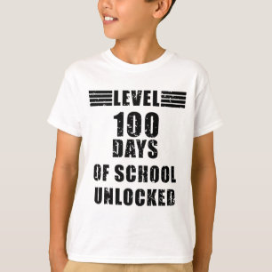 Niveau 100 van school ontgrendelde koele gamer jon t-shirt
