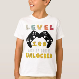 Niveau 100 van school ontgrendelde koele gamer jon t-shirt
