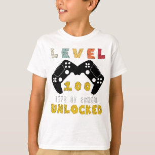 Niveau 100 van school ontgrendelde koele gamer jon t-shirt
