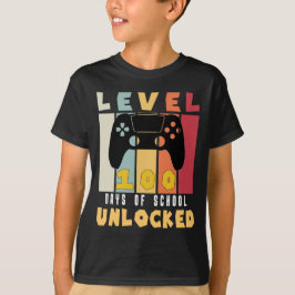 Niveau 100 van school ontgrendelde koele gamer jon t-shirt