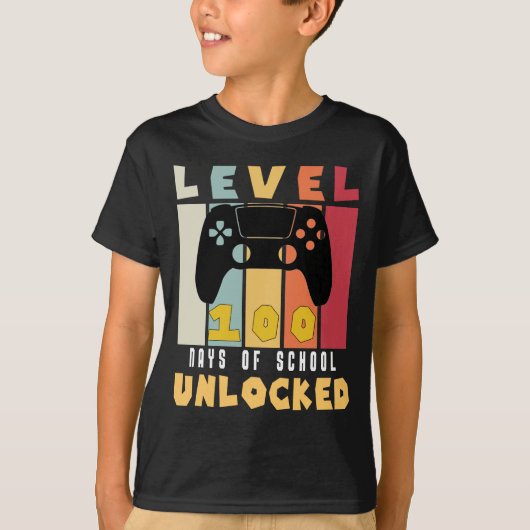 Niveau 100 van school ontgrendelde koele gamer jon t-shirt (Voorkant)