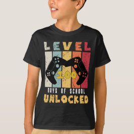 Niveau 100 van school ontgrendelde koele gamer jon t-shirt