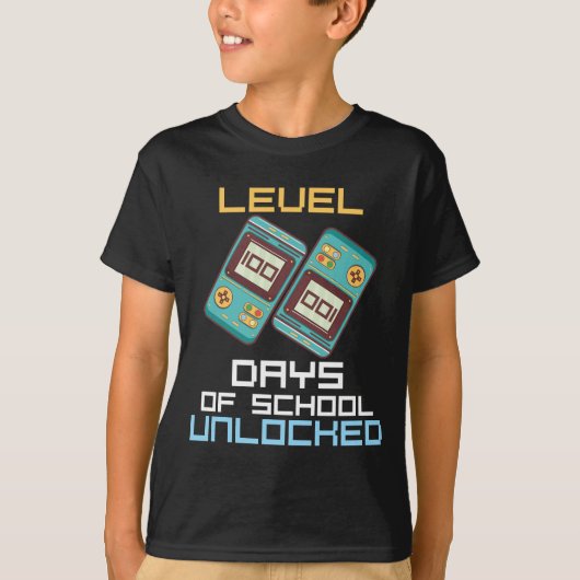 Niveau 100 van school ontgrendelde koele gamer jon t-shirt (Voorkant)