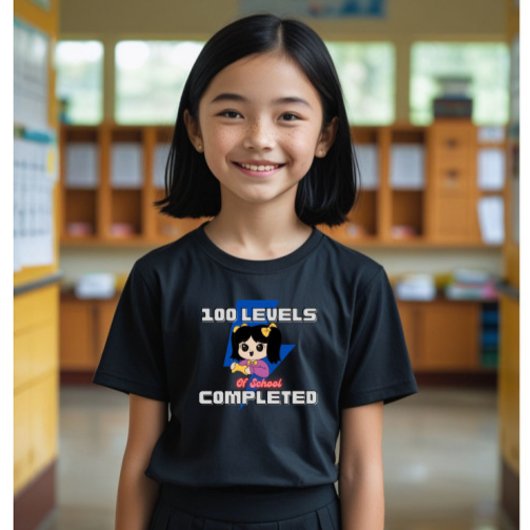 Niveau 100 Voltooid: 100 schooldagen voor meisjes T-shirt