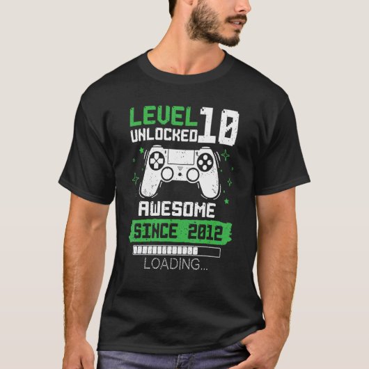 Niveau 10 niet-vergrendeld Geweldige sinds gamer 1 T-shirt (Voorkant)