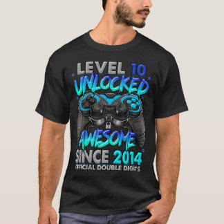Niveau 10 ontgrendeld Geweldige sinds 2014 Gaming T-shirt