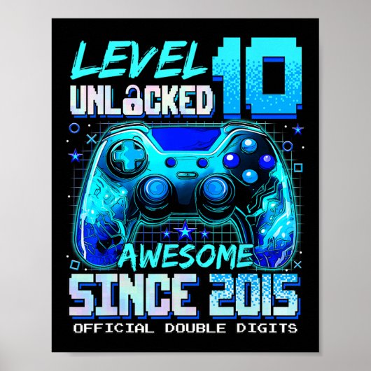 Niveau 10 ontgrendeld Geweldige sinds 2015 10e ver Poster (Voorkant)