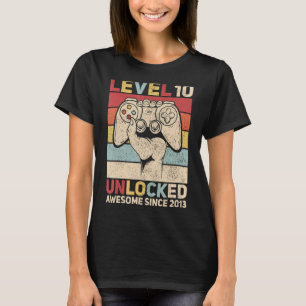Niveau 10 ontgrendeld Tien jaar oude jongen 10e ve T-shirt