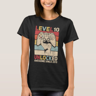 Niveau 10 ontgrendeld Tien jaar oude jongen 10e ve T-shirt