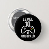 Niveau 10 Ontgrendeld Videogame 10e Verjaardag Gif Ronde Button 5,7 Cm (Voorkant /achterkant)