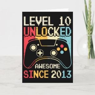 Niveau 10 ontgrendeld videospel 10e Birthday Gamer Kaart