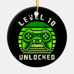 Niveau 10 ontgrendeld videospel 10e Birthday Gamer Keramisch Ornament