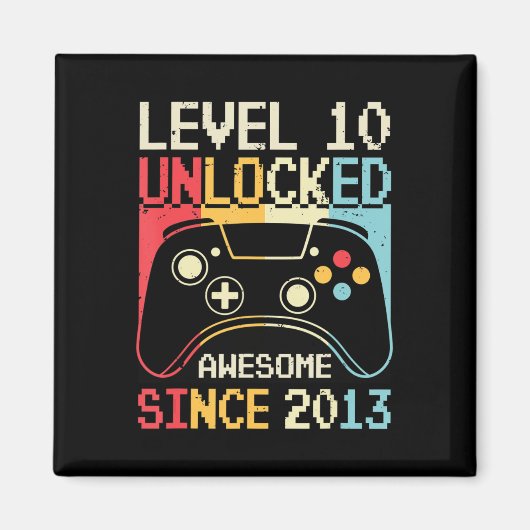 Niveau 10 ontgrendeld videospel 10e Birthday Gamer Magneet (Voorkant)