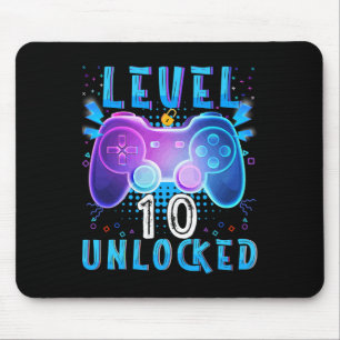 Niveau 10 ontgrendeld videospel 10e Birthday Gamer Muismat