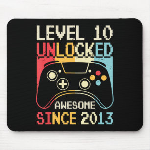 Niveau 10 ontgrendeld videospel 10e Birthday Gamer Muismat