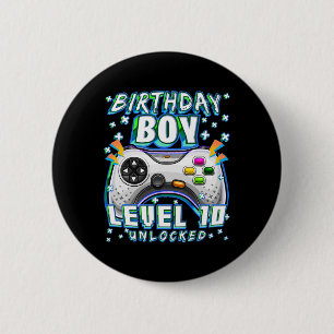 Niveau 10 ontgrendeld videospel 10e Birthday Gamer Ronde Button 5,7 Cm