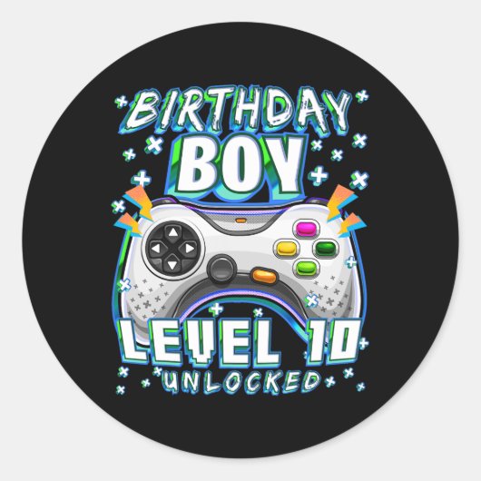 Niveau 10 ontgrendeld videospel 10e Birthday Gamer Ronde Sticker (Voorkant)
