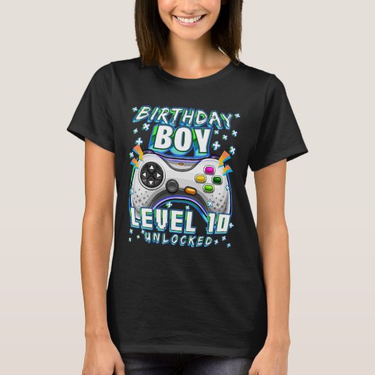 Niveau 10 ontgrendeld videospel 10e Birthday Gamer T-shirt (Voorkant)