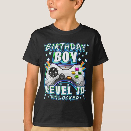 Niveau 10 ontgrendeld videospel 10e Birthday Gamer T-shirt (Voorkant)