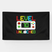 Niveau 10 ontgrendeld videospel 10e verjaardag cad spandoek (Horizontaal)