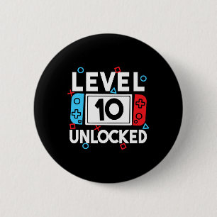 Niveau 10 Ontgrendelde Gamer 10e Verjaardag Videog Ronde Button 5,7 Cm
