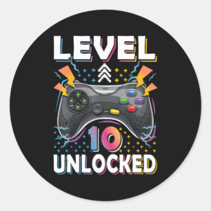 Niveau 10 ontgrendelde videogame 10e gaming ronde sticker