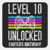 Niveau 10 onvergrendelde 10e verjaardag persoonlij vierkante sticker (Voorkant)