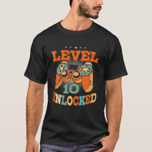 Niveau 10 onvergrendelde stralen gamer 10th Birthd T-shirt