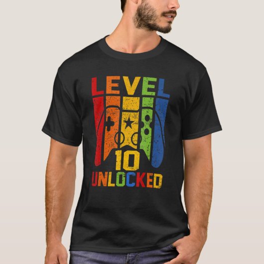 Niveau 10 onvergrendelde videoband 10e verjaardag  t-shirt (Voorkant)
