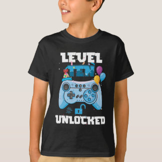Niveau 10 onvergrendelde videogamer 10e verjaardag t-shirt