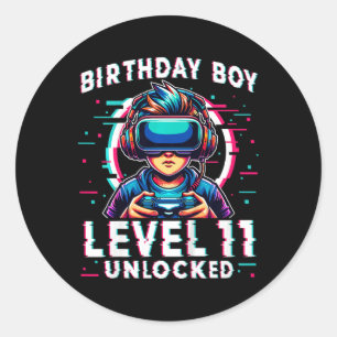 Niveau 11 Ontgrendeld 11 Jaar Oud Verjaardag Gamer Ronde Sticker