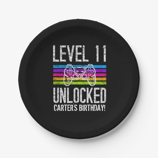 Niveau 11 Ontgrendeld 11e verjaardag, gepersonalis Papieren Bordje (Voorkant)
