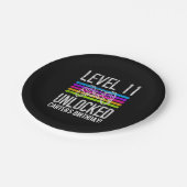 Niveau 11 Ontgrendeld 11e verjaardag, gepersonalis Papieren Bordje (Gekanteld)