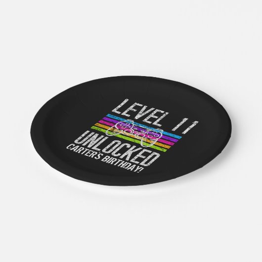 Niveau 11 Ontgrendeld 11e verjaardag, gepersonalis Papieren Bordje (Gekanteld)