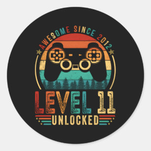 Niveau 11 ontgrendelde gamer 11 11e dag zoon ronde sticker