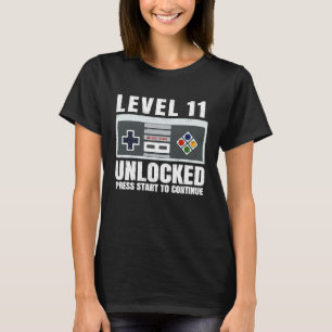 Niveau 11 onvergrendeld 11 jaar oude gamer 11e ver t-shirt