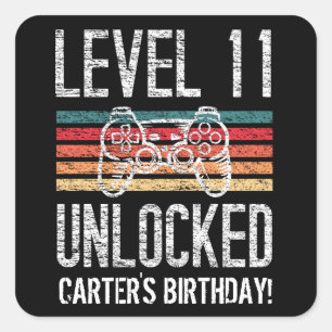 Niveau 11 onvergrendelde 11e gamer op jaarbasis vierkante sticker