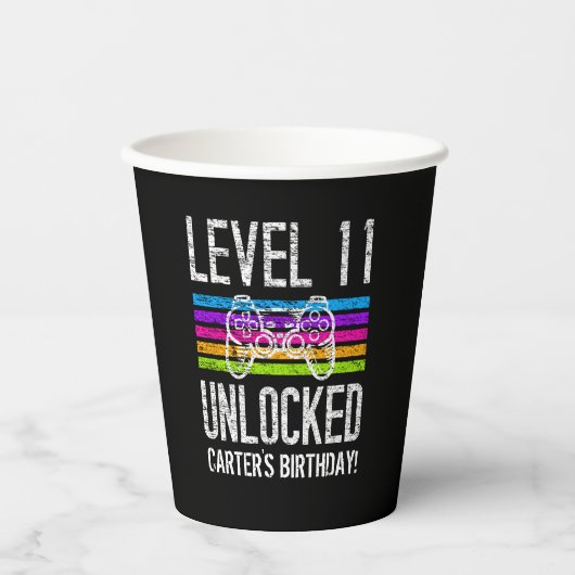 Niveau 11 onvergrendelde 11e verjaardag persoonlij papieren bekers (Voorkant)