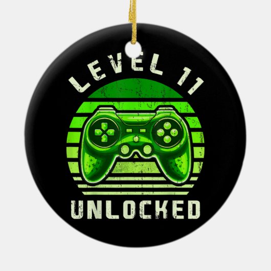 Niveau 11 onvergrendelde videogame 11e Birthday Ga Keramisch Ornament (Achterkant)