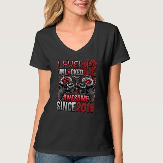 Niveau 12 niet-vergrendeld Geweldige sinds 2010 12 T-shirt (Voorkant)