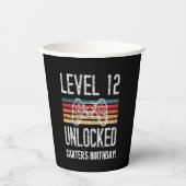 Niveau 12 ontgrendeld 12e verjaardag op maat papieren bekers (Voorkant)