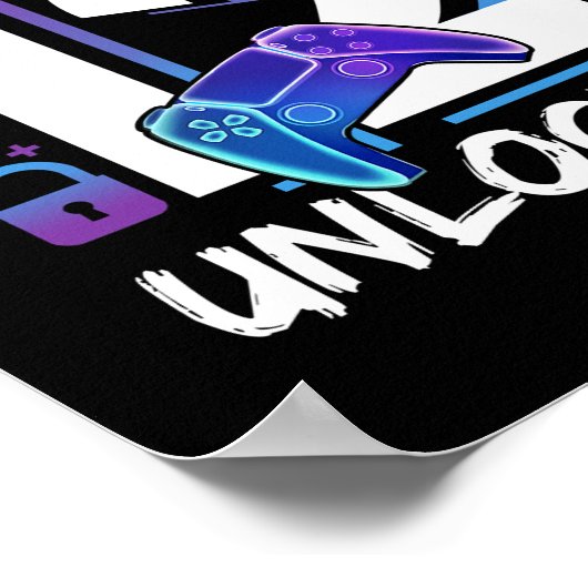 Niveau 12 ontgrendeld videospel 12e verjaardag - c poster (Hoek)