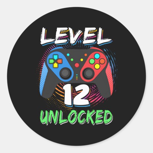 Niveau 12 ontgrendelde 12e 12 Gamer Bday Ronde Sticker (Voorkant)